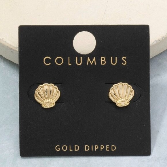 The Wild Clover Jewelry - GOLD DIPPED CLAM SHELL STUD EARRINGS